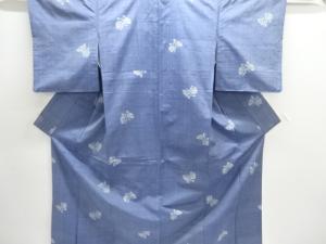 アンティーク　蝶模様織り出し手織り紬着物